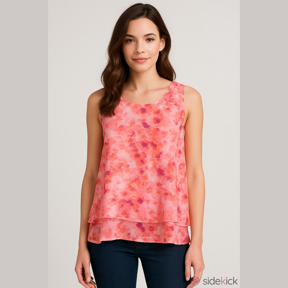 Como Vintage Floral Sleeveless Blouse - Pink and Purple